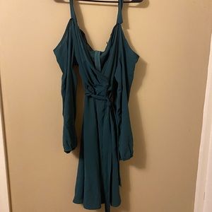Emerald off the shoulder dress